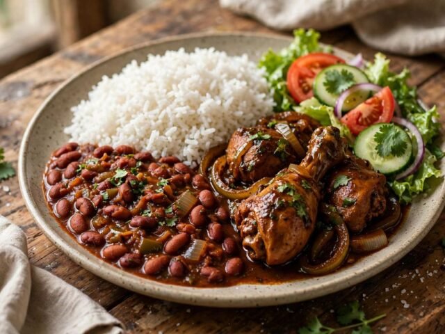 La Bandera Dominicana: arroz, habichuelas y pollo guisado